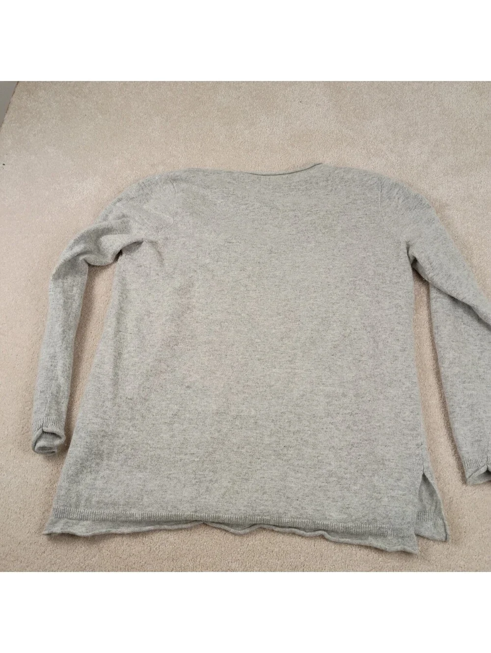 J.Crew Sweater Women Grey V-Neck Marled Wool Blend Textured Long Sleeve M